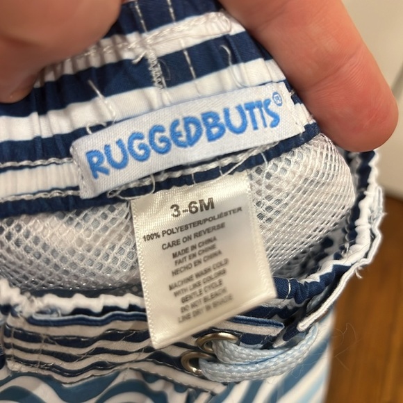 BUNDLE (2) RuggedButts Swim Trunks Colorblock Striped Baby Boy Size 3-6 Months - Picture 8 of 10